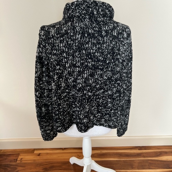 EILEEN FISHER Sweater Black & Off White Cowl Neck Relaxed Fit Organic Cotton M - Picture 3 of 9